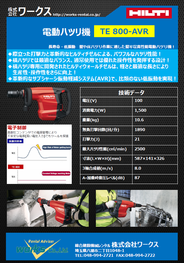 【新商品入荷】電動ハツリ機　TE800-AVR